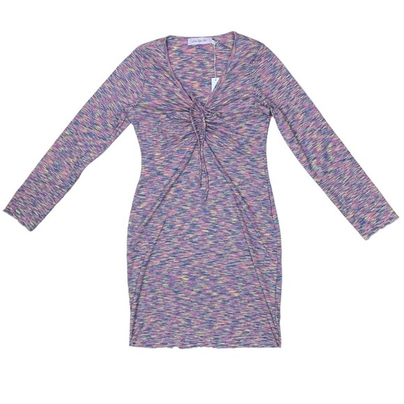NWT Lisa Says Gah Lotta Long Sleeve Mini Dress in Berry Size Large Cinch Front - Picture 3 of 10